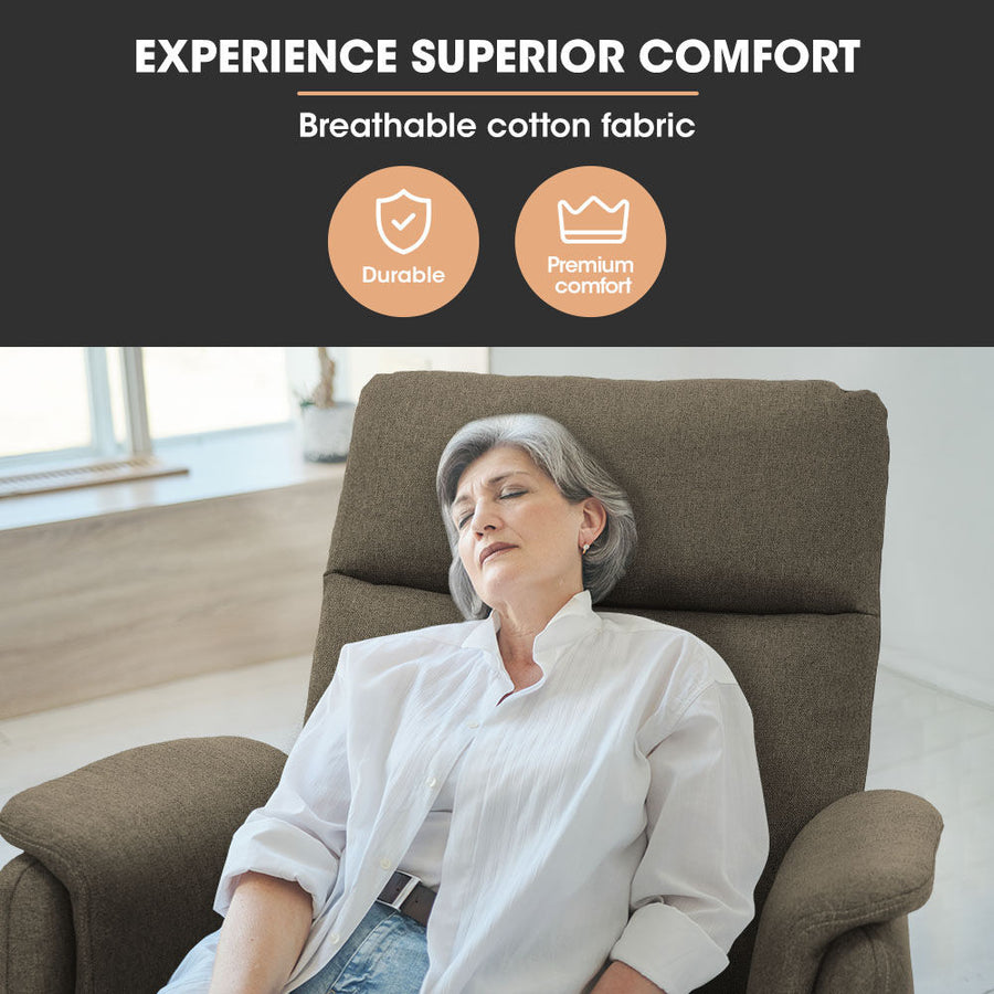 FORTIA Electric Armchair Recliner, Single Fabric Chair, Biege