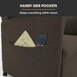 FORTIA Electric Armchair Recliner, Single Fabric Chair, Biege - Close-Up Angle