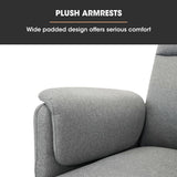 FORTIA Electric Armchair Recliner, Single Fabric Chair, Grey - Close-Up Angle