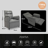 FORTIA Electric Armchair Recliner, Single Fabric Chair, Grey - Extra Image