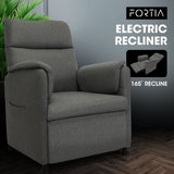 FORTIA Electric Armchair Recliner, Single Fabric Chair, Grey - Extra Image