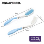 EQUIPMED Long Handle Hair Brush & Comb Set, Easy to Use Ergonomic Detangling Padded Hairbrush, Grooming Aid for Elderly and Limited Mobility