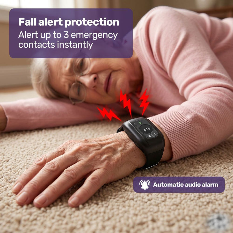 EQUIPMED GPS Fall Detection Emergency Bracelet with SOS Button, for Seniors, 2 Way Calling, Location Tracking, Speed Dial, iPhone and Android Compatible