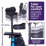 EQUIPMED Upright Rollator Walker with Forearm Support Rests, Mobilty Aid with Seat, Blue - Rear View