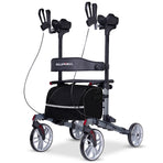 EQUIPMED Upright Rollator Walker with Forearm Rest Supports, Mobilty Aid with Seat, Grey