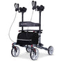 EQUIPMED Upright Rollator Walker with Forearm Rest Supports, Mobilty Aid with Seat, Grey