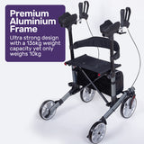 EQUIPMED Upright Rollator Walker with Forearm Rest Supports, Mobilty Aid with Seat, Grey - Side View