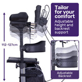 EQUIPMED Upright Rollator Walker with Forearm Rest Supports, Mobilty Aid with Seat, Grey - Rear View