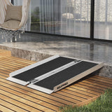 EQUIPMED 91cm Portable Folding Aluminium Access Ramp, 272kg Rated, Black Ultra-Grip, for Wheelchair, Mobility Scooter - Front View