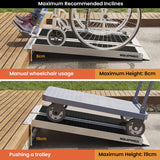 EQUIPMED 91cm Portable Folding Aluminium Access Ramp, 272kg Rated, Black Ultra-Grip, for Wheelchair, Mobility Scooter - Side View