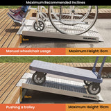 EQUIPMED 91cm Portable Folding Aluminium Access Ramp, 272kg Rated, for Wheelchair, Mobility Scooter, Rollator - Side View