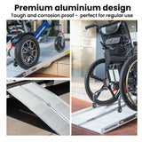 EQUIPMED 123cm Portable Folding Aluminium Access Ramp 272kg Rated, Silver, for Wheelchair, Mobility Scooter - Rear View