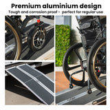 Equipmed 123cm Portable Folding Aluminium Access Ramp, 272kg Rated, Black Ultra-Grip, for Wheelchair, Mobility Scooter - 45-Degree Angle