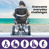 Equipmed 123cm Portable Folding Aluminium Access Ramp, 272kg Rated, Black Ultra-Grip, for Wheelchair, Mobility Scooter - Rear View