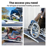 Equipmed 123cm Portable Folding Aluminium Access Ramp, 272kg Rated, Black Ultra-Grip, for Wheelchair, Mobility Scooter - Close-Up Angle