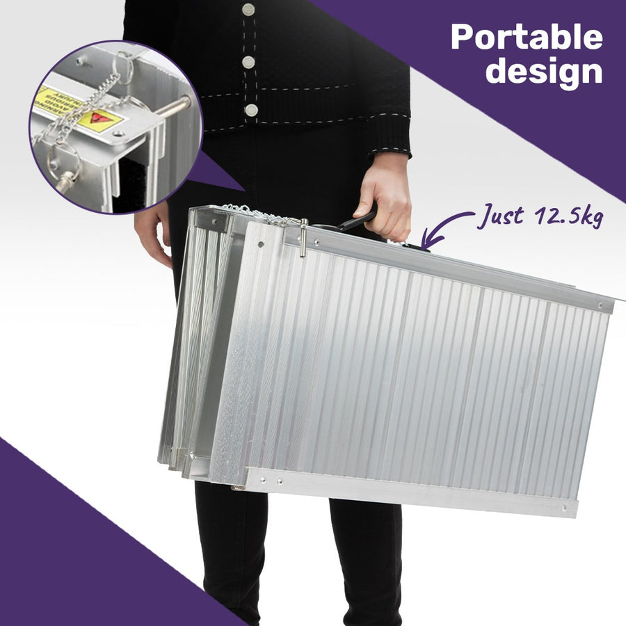 EQUIPMED 152cm Portable Folding Aluminium Access Ramp, 272kg Rated, for Wheelchair, Mobility Scooter, Rollator