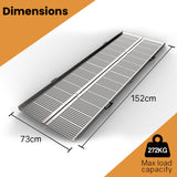 EQUIPMED 152cm Portable Folding Aluminium Access Ramp, 272kg Rated, for Wheelchair, Mobility Scooter, Rollator - Front View