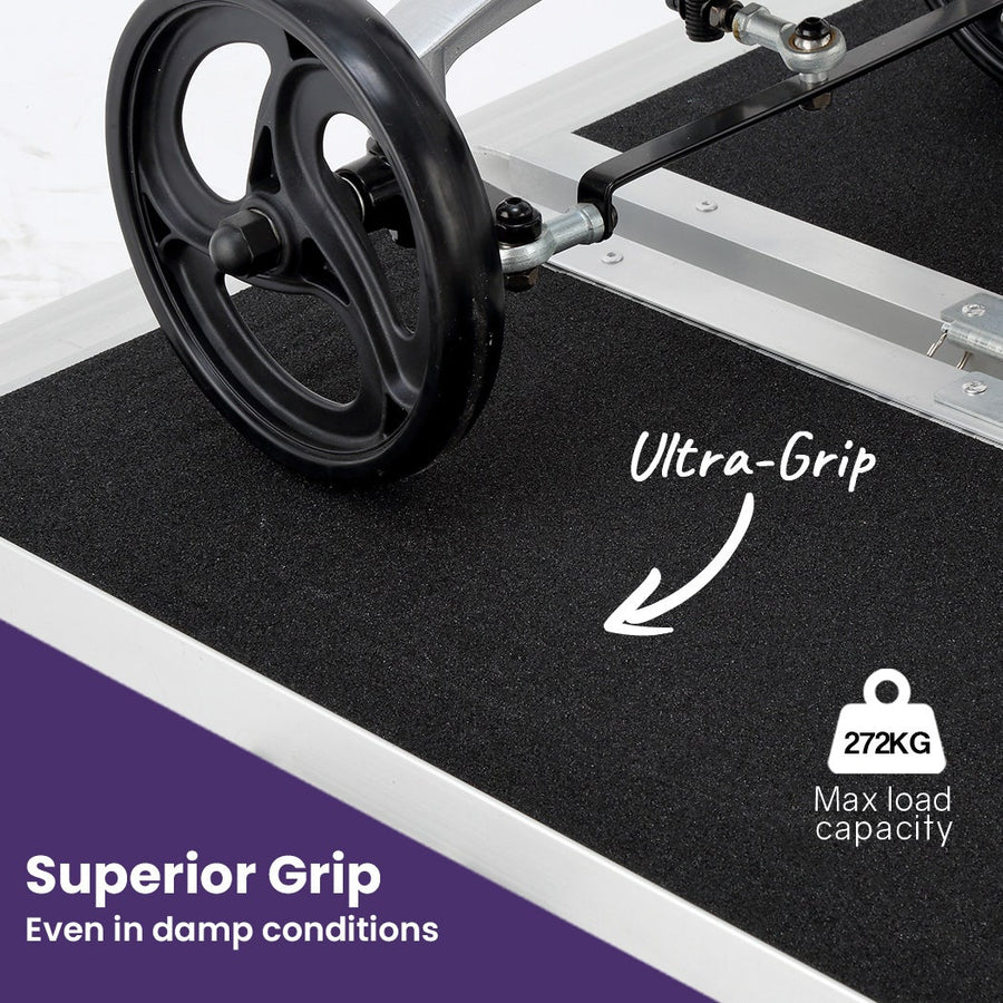 EQUIPMED 152cm Portable Folding Aluminium Access Ramp, 272kg Rated, for Wheelchair, Mobility Scooter, Rollator