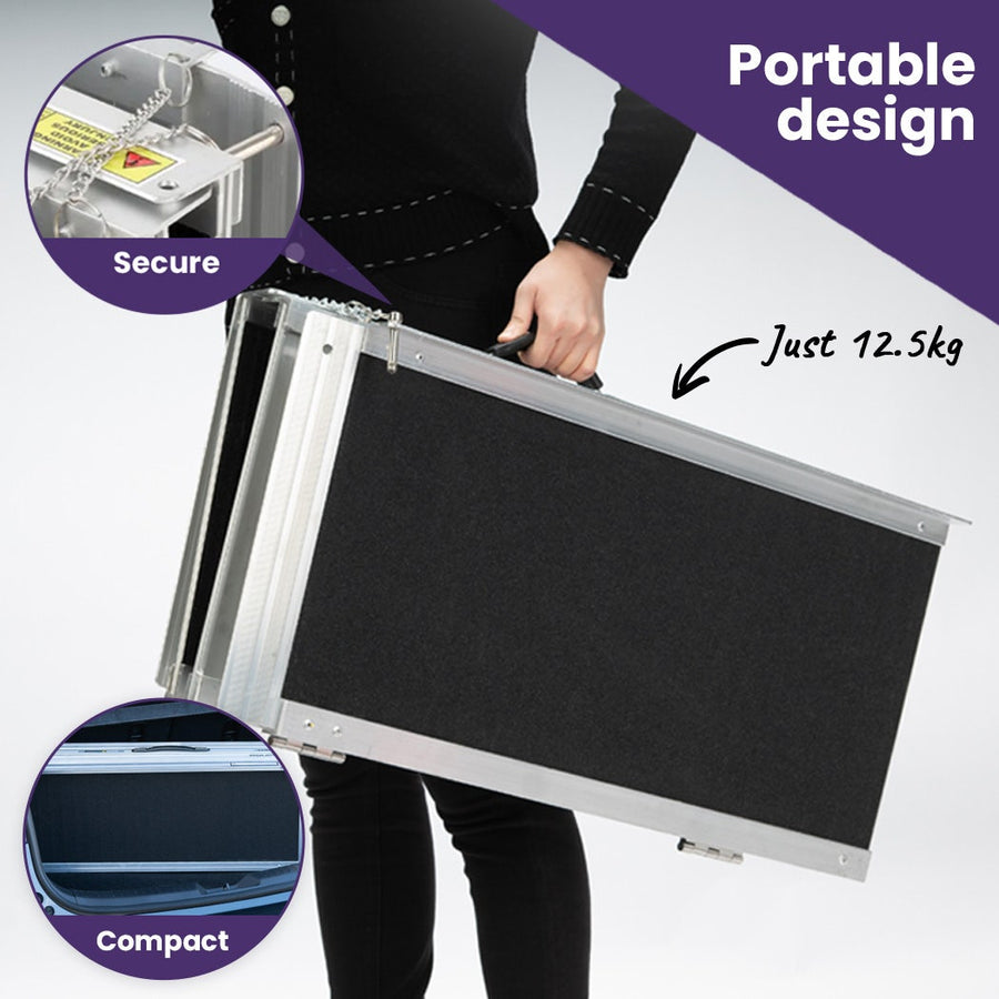 EQUIPMED 152cm Portable Folding Aluminium Access Ramp, 272kg Rated, for Wheelchair, Mobility Scooter, Rollator