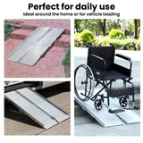 EQUIPMED 152cm Portable Folding Aluminium Access Ramp, 272kg Rated, for Wheelchair, Mobility Scooter, Rollator - Close-Up Angle