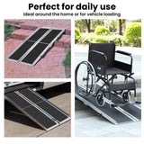 EQUIPMED 182cm Portable Folding Aluminium Access Ramp, 272kg Rated, Black Ultra-Grip, for Wheelchair, Mobility Scooter - Low Angle