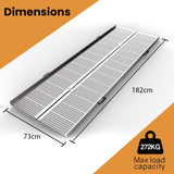 EQUIPMED 182cm Portable Folding Aluminium Access Ramp, 272kg Rated, for Wheelchair, Mobility Scooter, Rollator - Rear View
