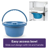 Equipmed Commode Shower Chair, Over Toilet or Bedside 136kg Capacity Aluminium frame with Wheels, White/Blue - Extra Image