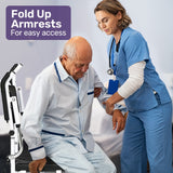 Equipmed Commode Shower Chair, Over Toilet or Bedside 136kg Capacity Aluminium frame with Wheels, Black - Top-Down View