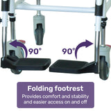 Equipmed Commode Shower Chair, Over Toilet or Bedside 136kg Capacity Aluminium frame with Wheels, Black - Extra Image