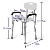 EQUIPMED Shower Chair Bath Seat 120kg Capacity, with Arms, Adjustable Height, for Elderly, White - Front View