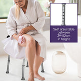 EQUIPMED Shower Chair Bath Seat 120kg Capacity, with Arms, Adjustable Height, for Elderly, White - Close-Up Angle