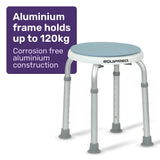 Equipmed Shower Chair Bath Stool, with 360-degree Swivel Rotating Seat for Elderly, White/Blue - Side View