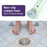 Equipmed Shower Chair Bath Stool, with 360-degree Swivel Rotating Seat for Elderly, White/Blue - 45-Degree Angle
