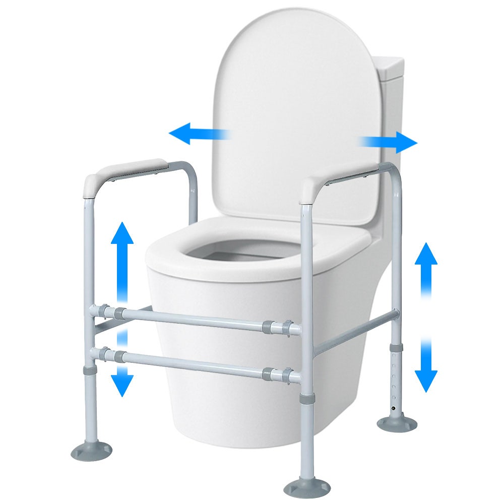 Equipmed Over Toilet Support Frame Safety Grab Aid Rail, 125kg Capacity, Adjustable Height and Width
