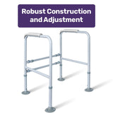 Equipmed Over Toilet Support Frame Safety Grab Aid Rail, 125kg Capacity, Adjustable Height and Width - Side View