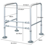 Equipmed Over Toilet Support Frame Safety Grab Aid Rail, 125kg Capacity, Adjustable Height and Width - 45-Degree Angle