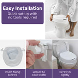 EQUIPMED Raised Over Toilet Seat, 10cm Riser, 125kg Capacity, Raiser with Lid, White - Side View