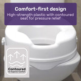 EQUIPMED Raised Over Toilet Seat, 10cm Riser, 125kg Capacity, Raiser with Lid, White - Top-Down View
