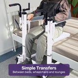 EQUIPMED 4in1 Patient Lift Transfer Chair, Manual Height Adjustment, Shower Compatible, Over Toilet, Removable Commode, for Seniors Elderly Disabled - Side View