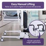 EQUIPMED 4in1 Patient Lift Transfer Chair, Manual Height Adjustment, Shower Compatible, Over Toilet, Removable Commode, for Seniors Elderly Disabled - Top-Down View