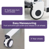 EQUIPMED 4in1 Patient Lift Transfer Chair, Manual Height Adjustment, Shower Compatible, Over Toilet, Removable Commode, for Seniors Elderly Disabled - Rear View