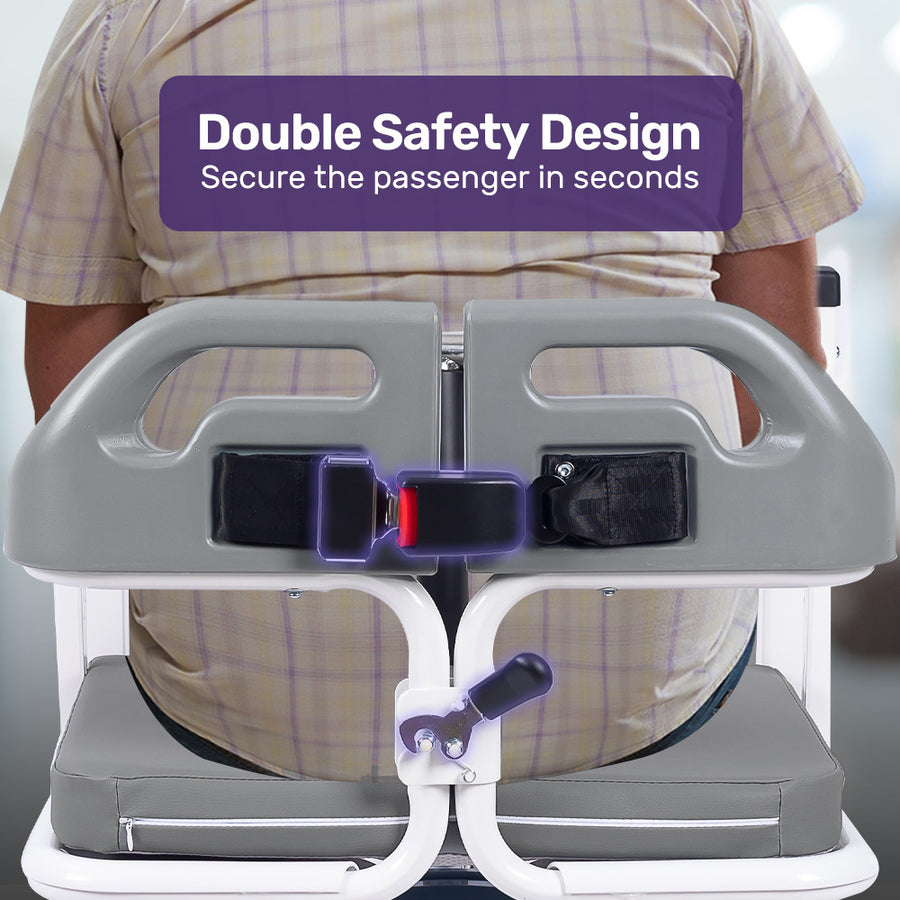 EQUIPMED 4in1 Patient Lift Transfer Chair, Manual Height Adjustment, Shower Compatible, Over Toilet, Removable Commode, for Seniors Elderly Disabled