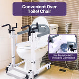 EQUIPMED 4in1 Patient Lift Transfer Chair, Manual Height Adjustment, Shower Compatible, Over Toilet, Removable Commode, for Seniors Elderly Disabled - Extra Image
