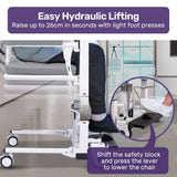 Equipmed Patient Lift Transfer Chair, Easy Hydraulic Height Adjustment, Shower Compatible, Over Toilet, Removable Commode, for Seniors Elderly Disabled - Top-Down View