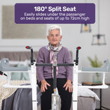 Equipmed Patient Lift Transfer Chair, Easy Hydraulic Height Adjustment, Shower Compatible, Over Toilet, Removable Commode, for Seniors Elderly Disabled - Close-Up Angle