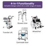 Equipmed Patient Lift Transfer Chair, Easy Hydraulic Height Adjustment, Shower Compatible, Over Toilet, Removable Commode, for Seniors Elderly Disabled - Extra Image