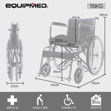 Equipmed Folding Manual Wheelchair Self Propelled, 24