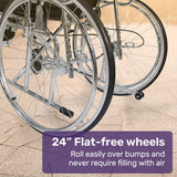Equipmed Folding Manual Reclining Wheelchair Self Propelled, 24 Rear Wheels, Chrome Steel Frame, 46cm Wide Seat, 100kg Capacity, Park Brakes - Extra Image