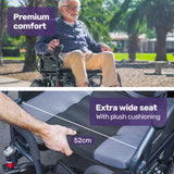 Equipmed Electric Folding Wheelchair, Wide Bariatric Chair Seat, Comfortable for S-XL, Long Range, Lithium Battery, Black/Grey - Side View