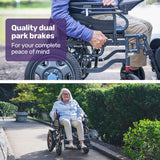 Equipmed Electric Folding Wheelchair, Wide Bariatric Chair Seat, Comfortable for S-XL, Long Range, Lithium Battery, Black/Grey - Extra Image